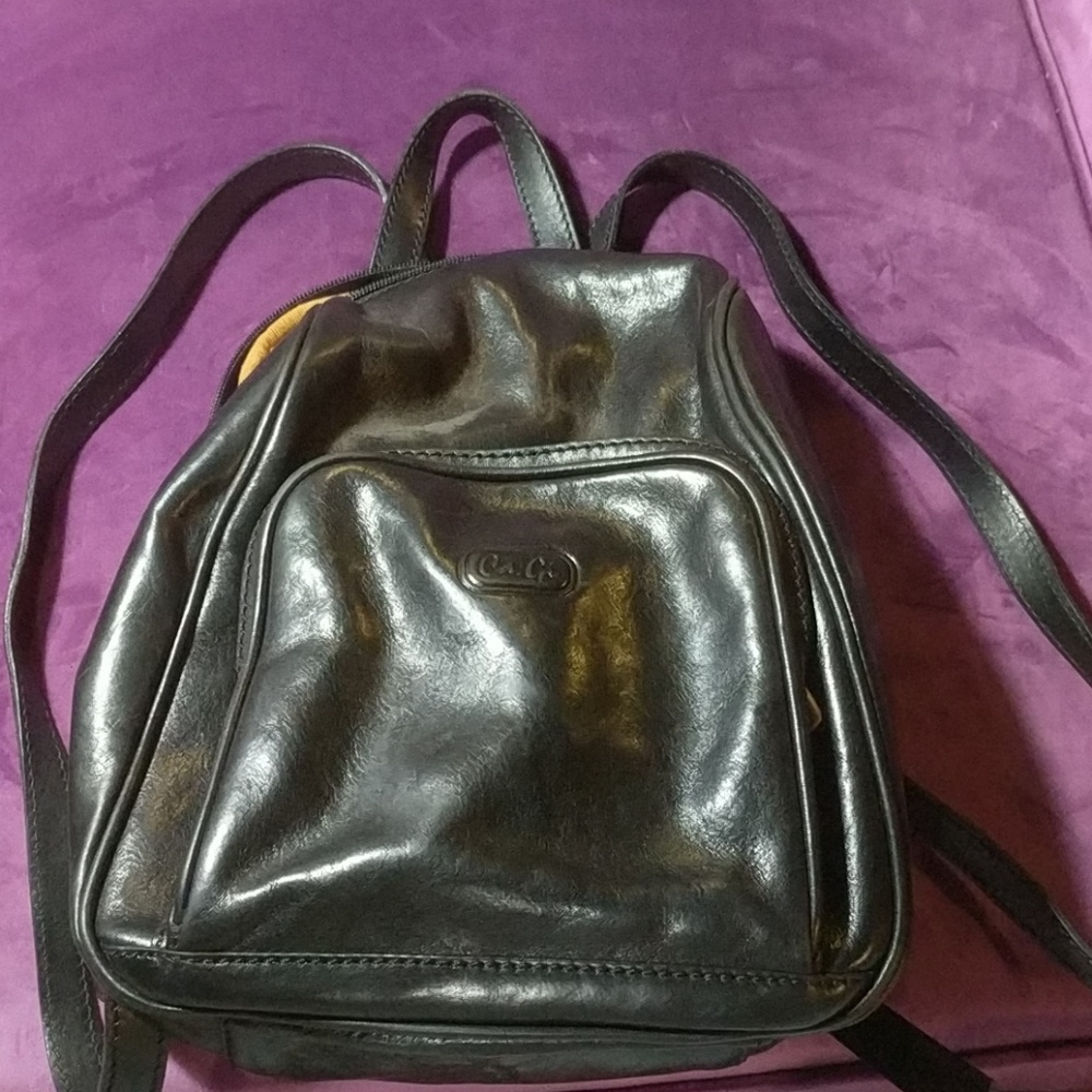 Black Italian leather backpack